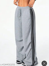 Black striped cotton women's joggers, solid pattern, sizes S-XXL, Indian origin